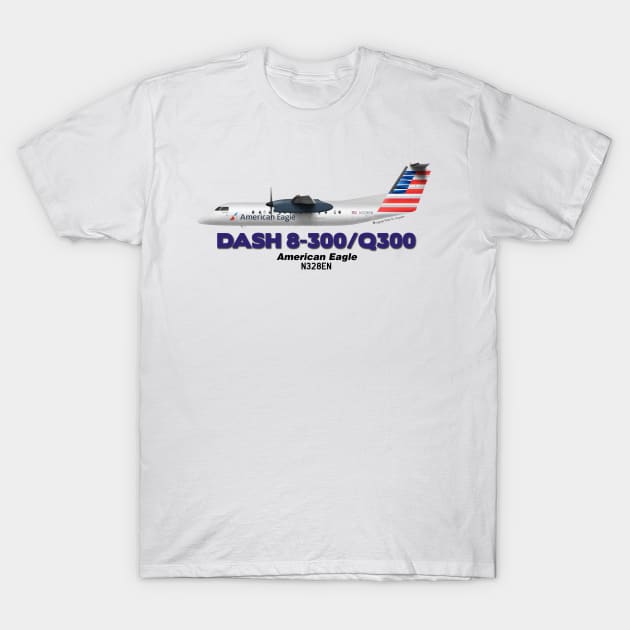 DeHavilland Canada Dash 8-300/Q300 - American Eagle T-Shirt by TheArtofFlying